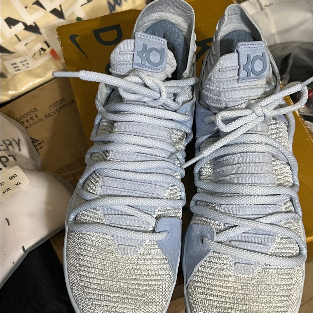🔥🔥Nike Light Gray kD 10 anniversary edition ice blue